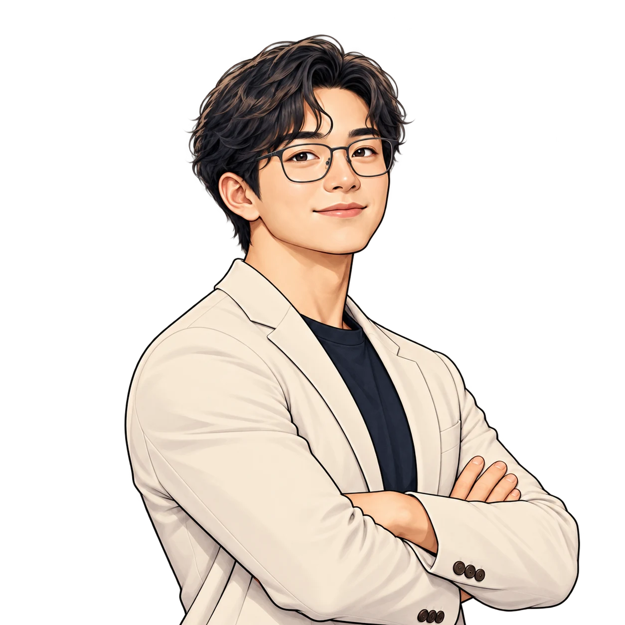 Illustration of Kyoungsup Choi wearing glasses